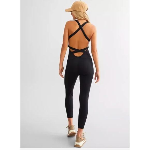 Free People FP Movement My High One Piece Bodysuit Jumpsuit Women Black Sz S - Picture 7 of 11